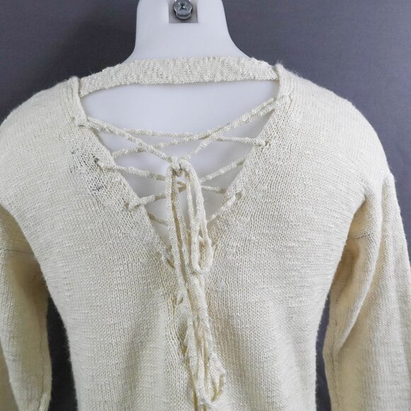 Womens Sweater Small Off White Cozy Soft Clean Girl Minimalist Soft Boho - Picture 5 of 12